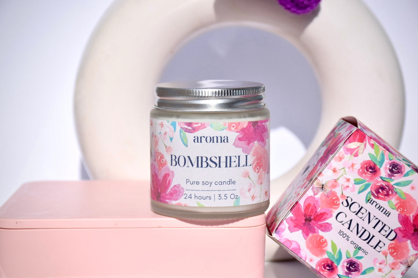 Jar scented candle with silver lid - 3.5 Oz