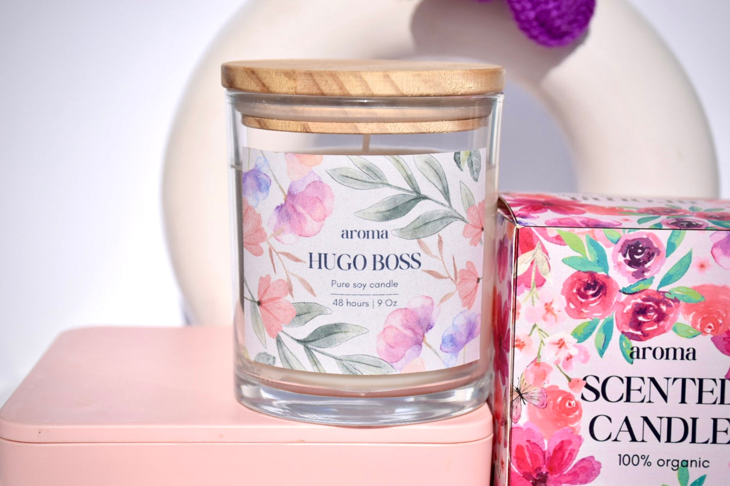 Jar scented candle with wooden lid - 9 Oz