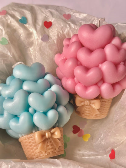 Heart balloon basket candle