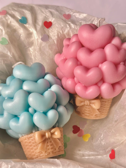 Heart balloon basket candle