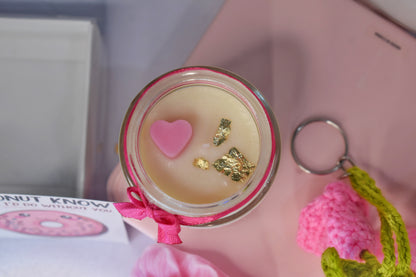 Scented candle jar “you make my heart melt”