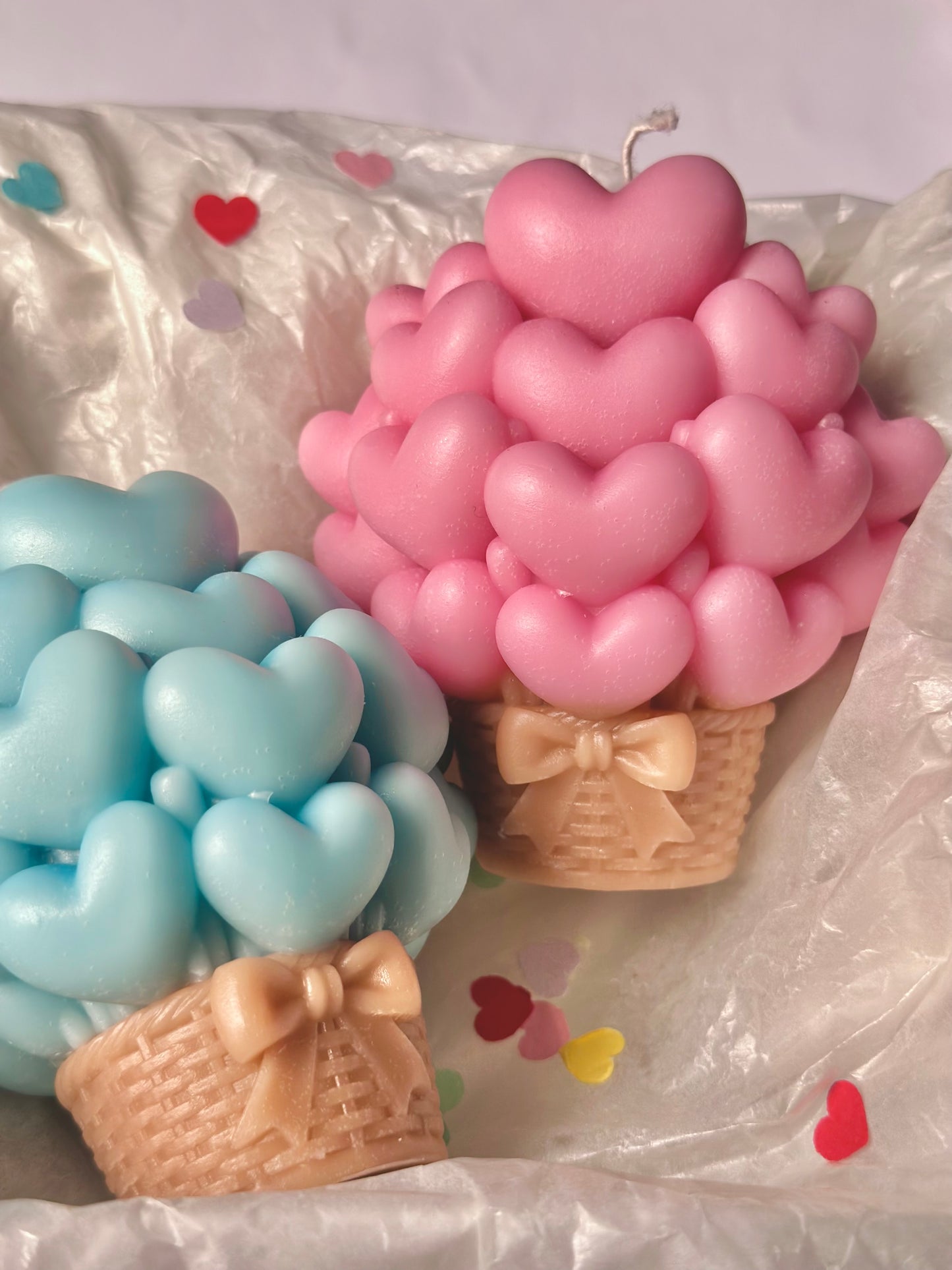 Heart balloon basket candle