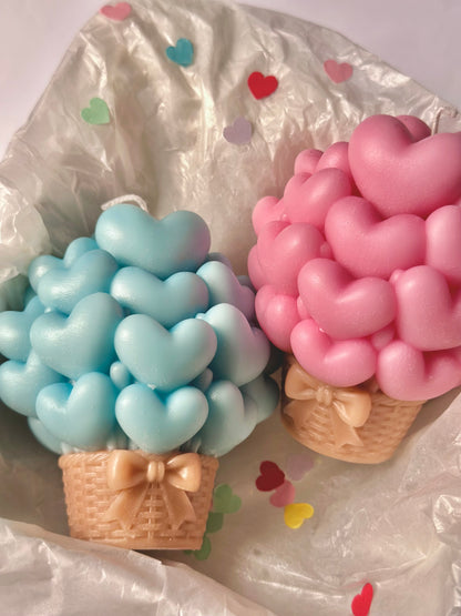 Heart balloon basket candle